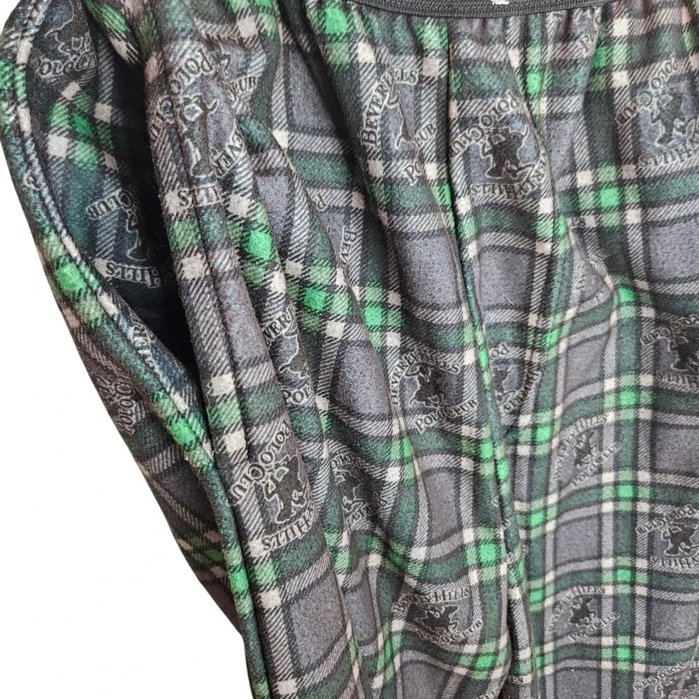 Beverly Hills Polo Club Kids Pajama Pants‎ Gray Green Plaid Size 12/14 B45201-06